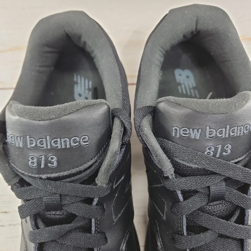 New Balance 813 Mens Size 10 D Black Leather Walking Shoes Sneakers MW813BK‎